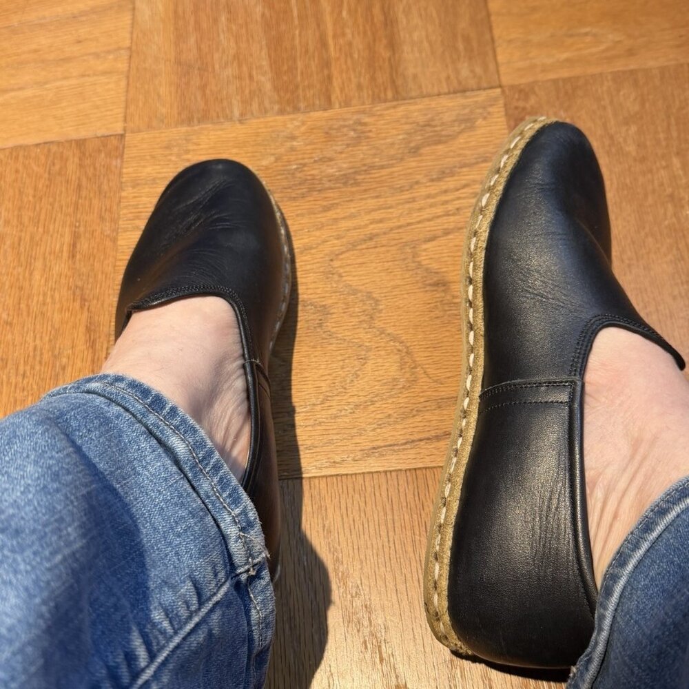 HA & OR Leather Handmade Classic Slip-On Shoes‎ Black EU W37 Minimalist comfort